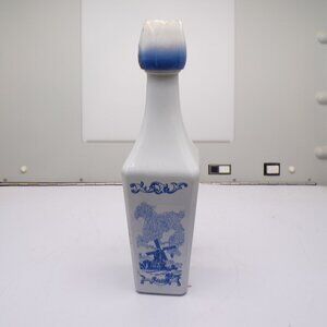 Vintage Vandermint Glass Dutch Windmill Liqueur Decanter Empty Bottle